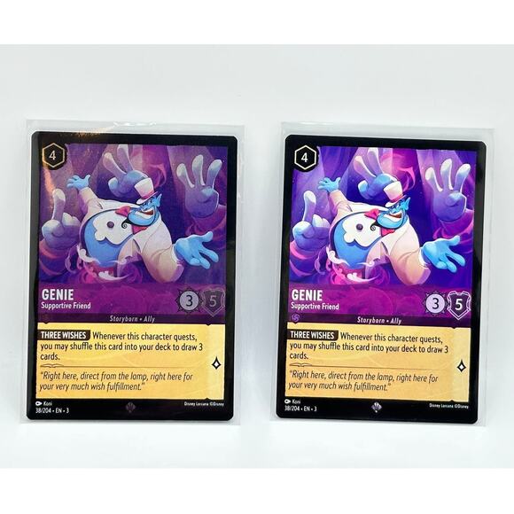 Genie - Supportive Friend 1 Foil, 1 Non Foil Disney Lorcana Card, Brand New! - Picture 1 of 4